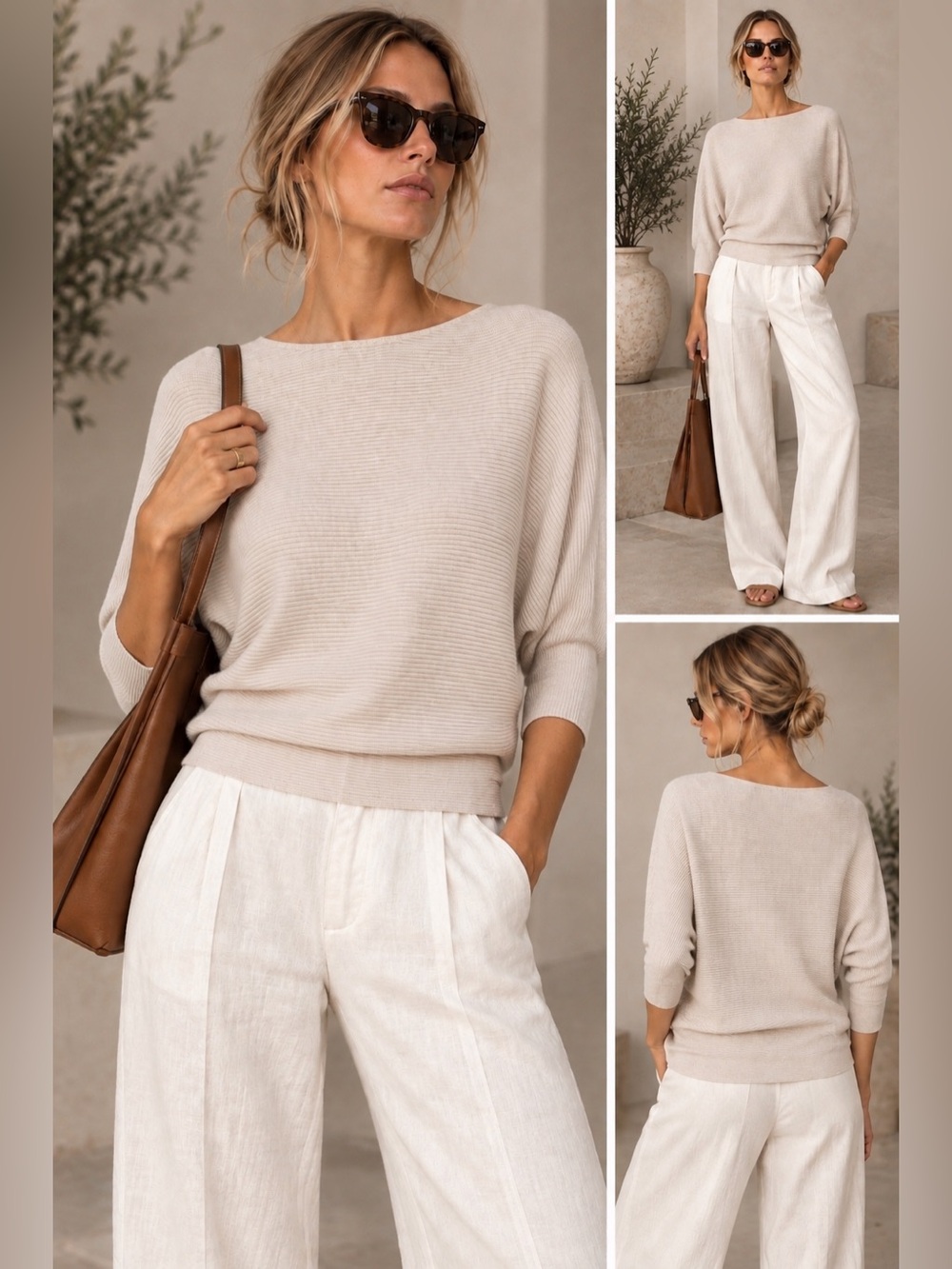 The Reset R Label Oatmeal Ribbed Dolman Boatneck Sweater